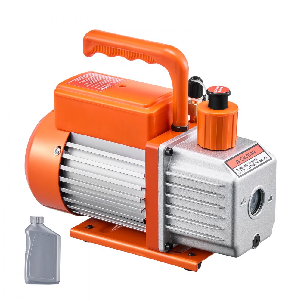 VEVOR Vacuum Pump, 5 CFM, HVAC Single Stage Rotary Vane Vacuum Pump, for R134a R22 R410a Systems, Auto AC Vacuum Pump Kit with Oil Bottle, for Automotive Air Conditioner Maintenance Resin Degassing