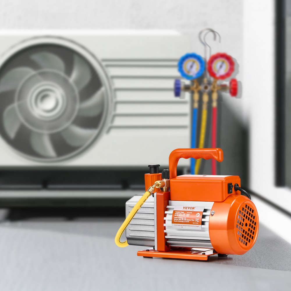 VEVOR Vacuum Pump, 4 CFM, HVAC Single Stage Rotary Vane Vacuum Pump, for R134a R22 R410a Systems, Auto AC Vacuum Pump Kit with Oil Bottle, for Automotive Air Conditioner Maintenance Resin Degassing