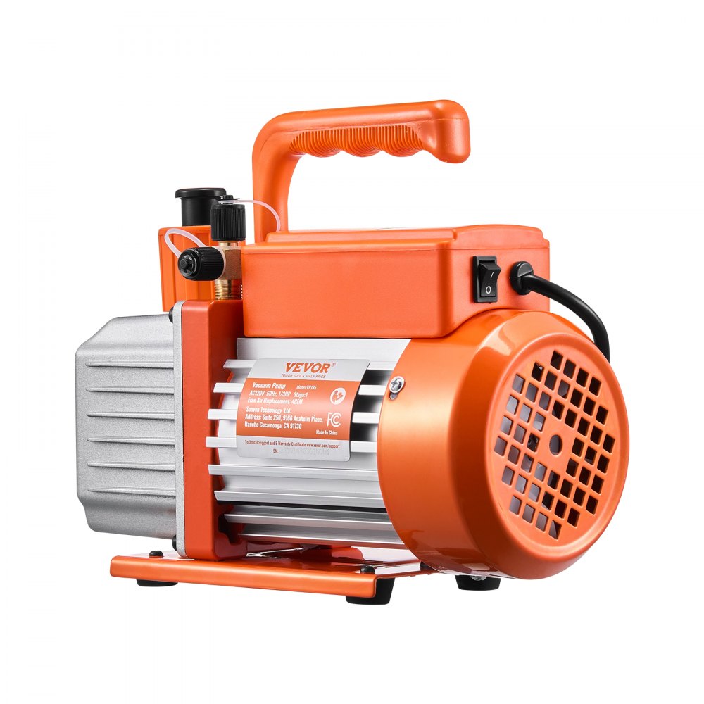 VEVOR Vacuum Pump, 4 CFM, HVAC Single Stage Rotary Vane Vacuum Pump, for R134a R22 R410a Systems, Auto AC Vacuum Pump Kit with Oil Bottle, for Automotive Air Conditioner Maintenance Resin Degassing