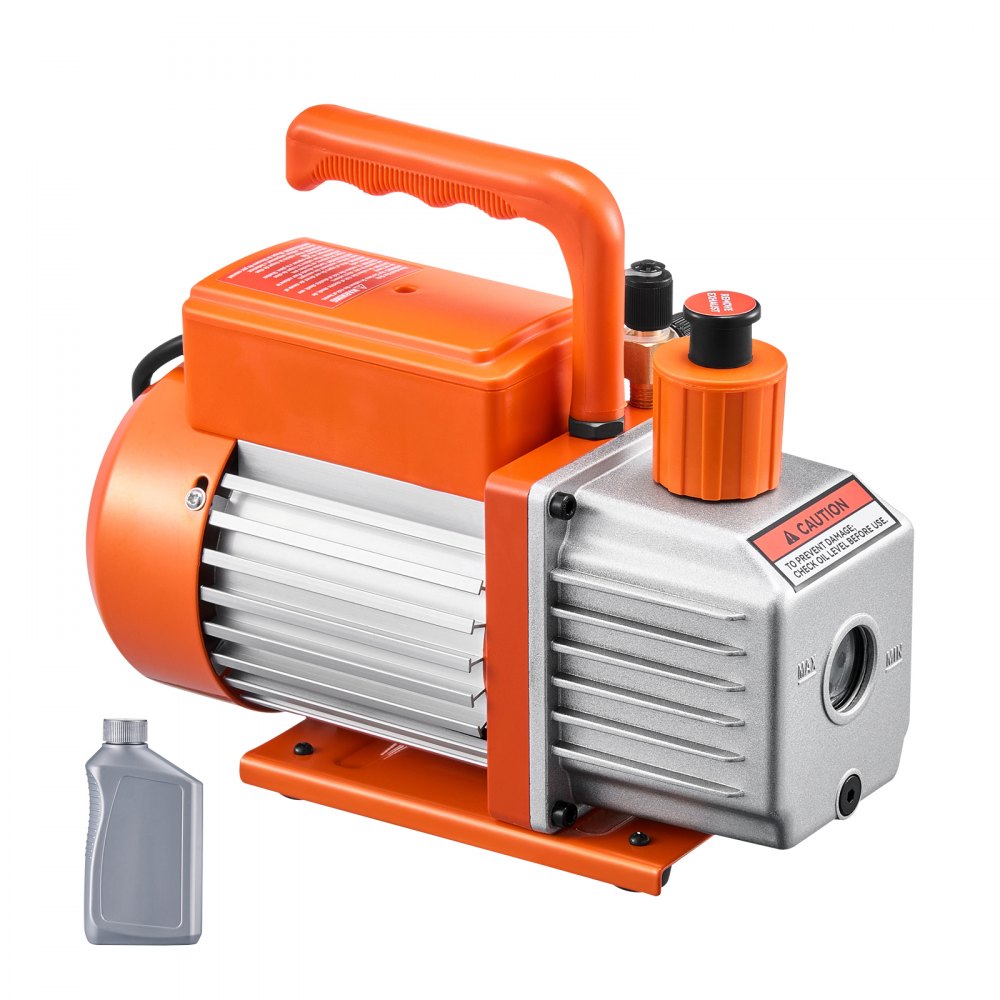 VEVOR Vacuum Pump, 4 CFM, HVAC Single Stage Rotary Vane Vacuum Pump, for R134a R22 R410a Systems, Auto AC Vacuum Pump Kit with Oil Bottle, for Automotive Air Conditioner Maintenance Resin Degassing