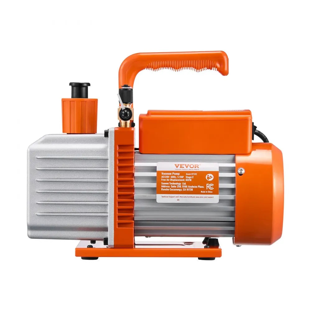VEVOR Vacuum Pump, 6 CFM, HVAC 2 Stage Rotary Vane Vacuum Pump, for R134a R22 R410a Systems, Auto AC Vacuum Pump Kit with Oil Bottle, for Automotive Air Conditioner Maintenance Resin Degassing