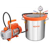 VEVOR 5 Gallon Vacuum Chamber and 3.5 CFM Pump Kit, Tempered Glass Lid Vacuum Degassing Chamber Kit, Single Stage Vacuum Pump with 250 ml Oil Bottle, for Stabilizing Wood, Degassing Silicones, Epoxies