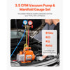 VEVOR 3.5 CFM AC Vacuum Pump and Gauge Set, Single Stage Rotary Vane HVAC Air Vacuum Pump, A/C Refrigerant Manifold Gauge Kit, with Hoses, Air Conditioning Refrigeration for R134a, R12, R22, R502a