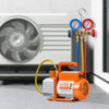 VEVOR 3.5 CFM AC Vacuum Pump and Gauge Set, Single Stage Rotary Vane HVAC Air Vacuum Pump, A/C Refrigerant Manifold Gauge Kit, with Hoses, Air Conditioning Refrigeration for R134a, R12, R22, R502a