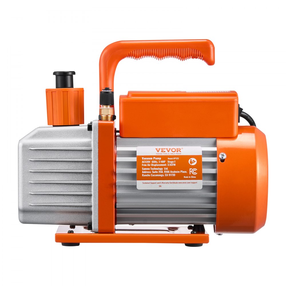 VEVOR 3.5 CFM AC Vacuum Pump and Gauge Set, Single Stage Rotary Vane HVAC Air Vacuum Pump, A/C Refrigerant Manifold Gauge Kit, with Hoses, for R134a, R12, R22, R502a, R410A, R404, R407C Refrigerants