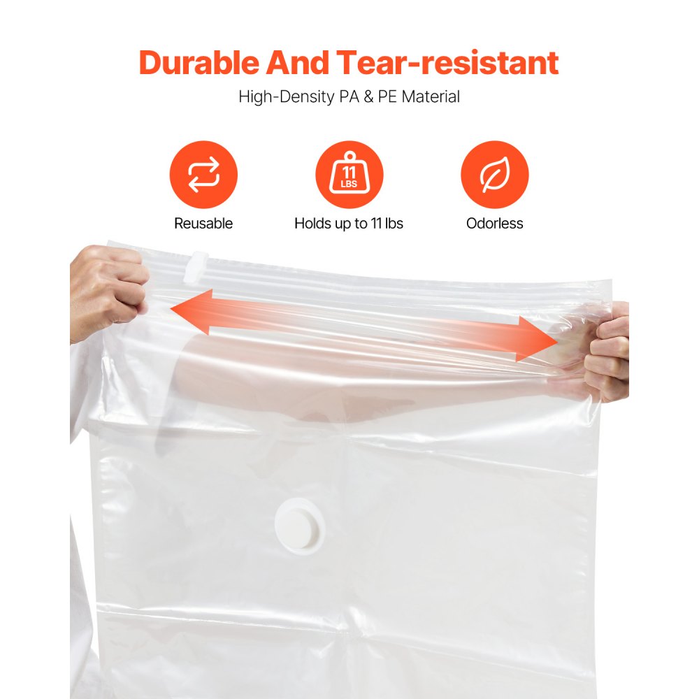VEVOR Vacuum Storage Bags, 15 Pack Space Saver Seal Bag(3 Jumbo/3 Large/3 Medium/3 Small/3 Roll), Compression Airtight Zipper Space Bags with Electric Pump, for Cloth, Bedding, Blanket, Pillow, Travel