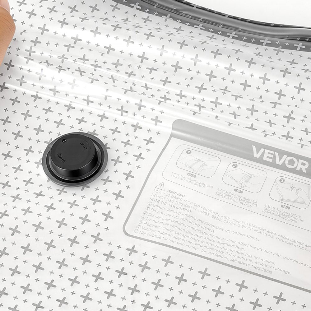 VEVOR Vacuum Storage Bags, 18 Pack Space Saver Vacuum Seal Bags for Clothing, with Pump and Charging Cable, Double Zipper Seal, Thickened PA and PE, Compression for Clothes Storage, Travel Luggage