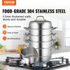 VEVOR Steamer Pot 11in/28cm, 5 Tier Steamer Pot for Cooking with 8.5QT Stock Pot, 3 Vegetable Steamers & 2 Steaming Trays, Food-Grade 304 Stainless Steel Food Steamer Cookware for Gas Electric Stove