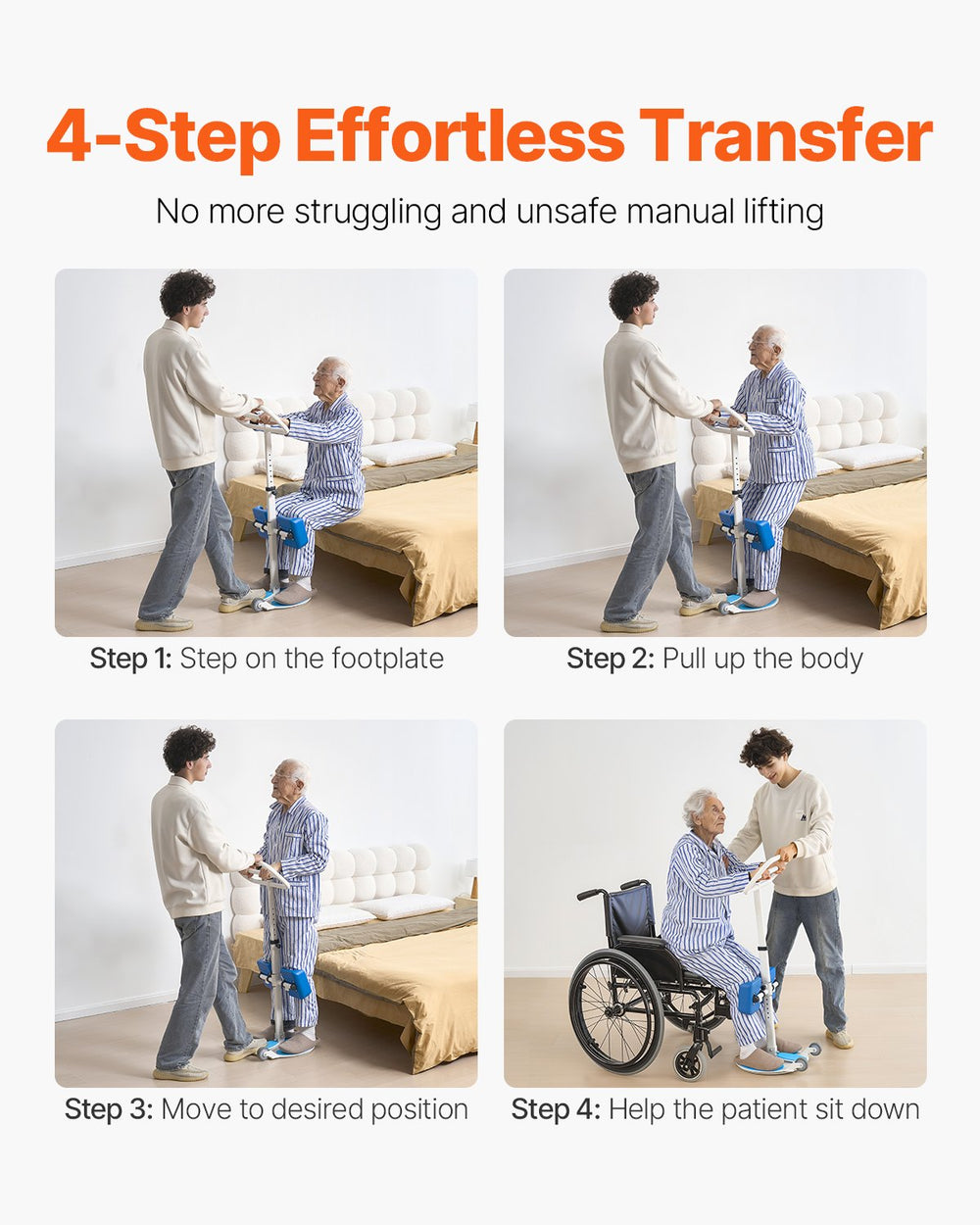 VEVOR stand assist transfer disc - 4-step effortless transfer guide