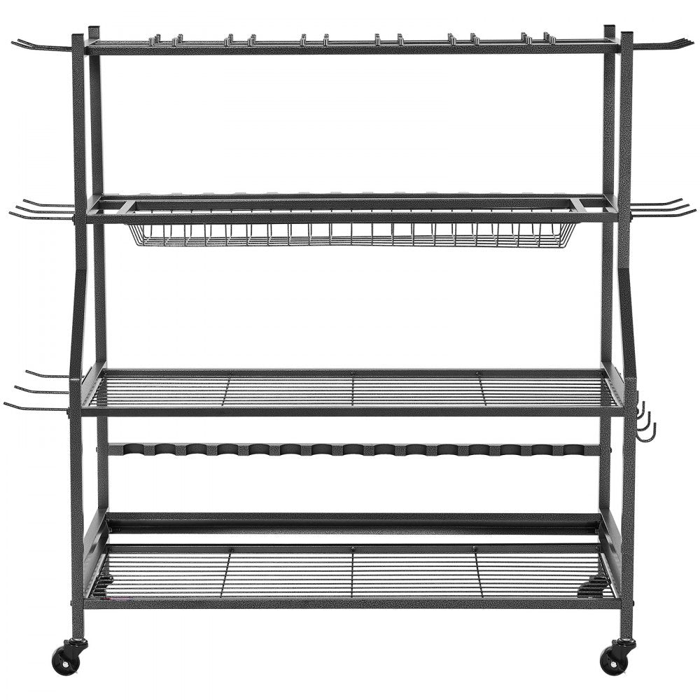 VEVOR Fishing Rod Holder for 15-Rods, Mobile Fishing Pole Rack Cart with Wheels, Fish Gear Equipment Organizer for Garage Home Indoor Use, for Tackle Box Reel Accessories Storage, Gifts for Men