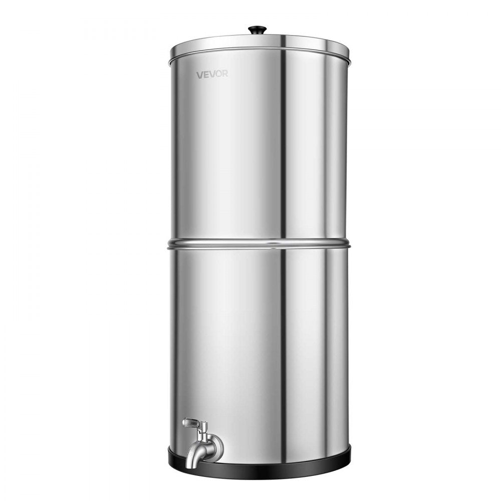 VEVOR Gravity-fed Water Filter System, 3G 304 Stainless-Steel Countertop Water Filtration System, Reduces Lead and up to 99% of Chlorine, with 2 Ceramic Carbon Filters, and Spigot, for Home Camping RV