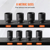 VEVOR Axle Nut Impact Socket Set, 1/2" Drive Deep 12-Point 8-Piece Metric Spindle Nut Socket Set, CR-MO Heat Treated Large Socket Set with Storage Case, Auto Repair, Removing or Installing Axle Nuts