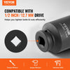 VEVOR Axle Nut Impact Socket Set, 1/2" Drive Deep 6-Point 8-Piece SAE Spindle Nut Socket Set, CR-MO Heat Treated Large Socket Set with Storage Case, for Auto Repair, Removing or Installing Axle Nuts