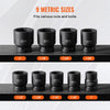 VEVOR Axle Nut Impact Socket Set, 1" Drive 6-Point 9-Piece SAE Spindle Nut Socket Set, CR-MO Heat Treated Large Socket Set with Storage Case, for Auto Repair, Removing or Installing Axle Nuts