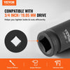 VEVOR Axle Nut Impact Socket Set, 3/4" Drive Deep 6-Point 8-Piece SAE Spindle Nut Socket Set, CR-MO Heat Treated Large Socket Set with Storage Case, for Auto Repair, Removing or Installing Axle Nuts