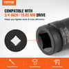 VEVOR Axle Nut Impact Socket Set, 3/4" Drive 6-Point 8-Piece Metric Spindle Nut Socket Set, CR-MO Heat Treated Large Socket Set with Storage Case, for Auto Repair, Removing or Installing Axle Nuts