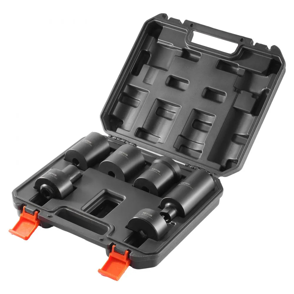 VEVOR Spindle Nut Socket Tool Kit, 1/2 inch Drive 6 Piece Axle Hub Nut Socket Set, for Toyota, Ford, 4WD Vehicles and GM Vehicles, with Storage Case, Axle Spindle Nut Retainers Remover
