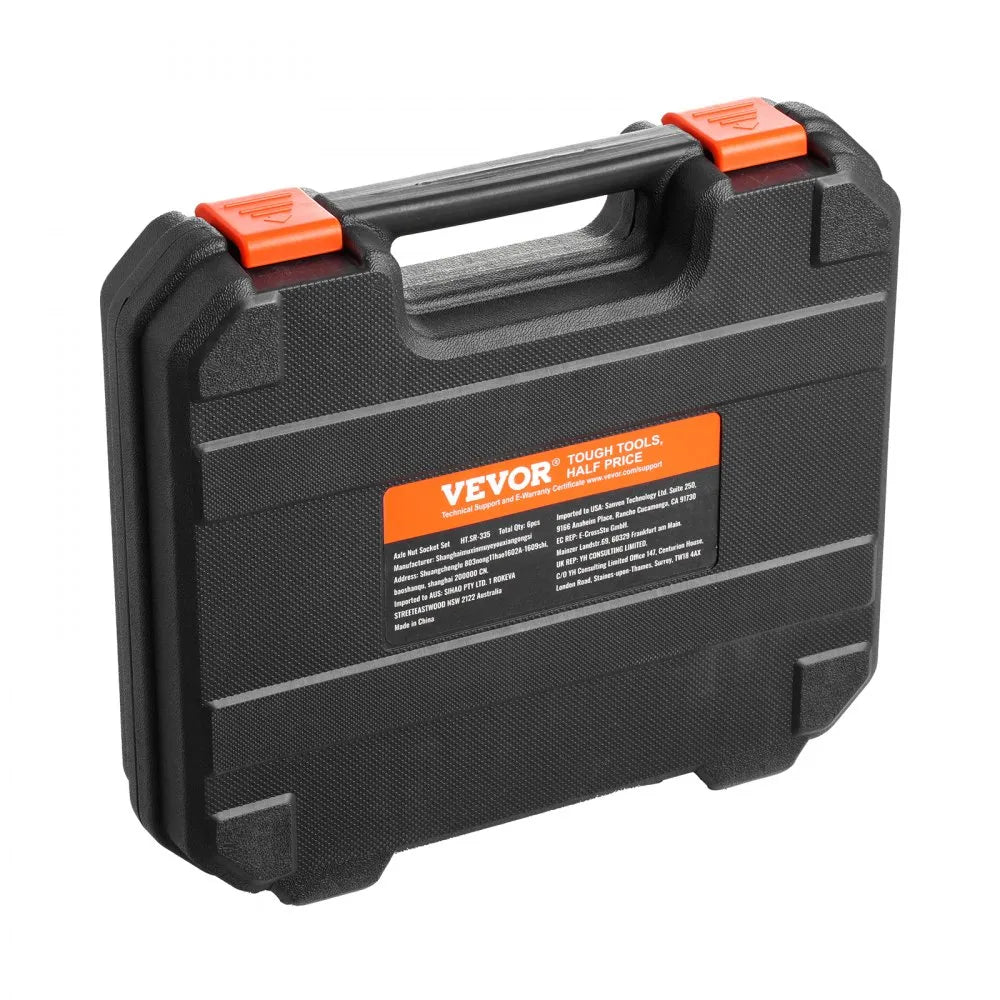 VEVOR Spindle Nut Socket Tool Kit, 1/2 inch Drive 6 Piece Axle Hub Nut Socket Set, for Toyota, Ford, 4WD Vehicles and GM Vehicles, with Storage Case, Axle Spindle Nut Retainers Remover