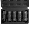 VEVOR Lug Nut Impact Socket Set, 1/2 inch Drive Metric and SAE 6-Point Flip Socket Set, 4 Total Lug Nut Sizes, CR-MO Steel Wheel Socket Set with Storage Case and Extension Bar, for Auto Repair