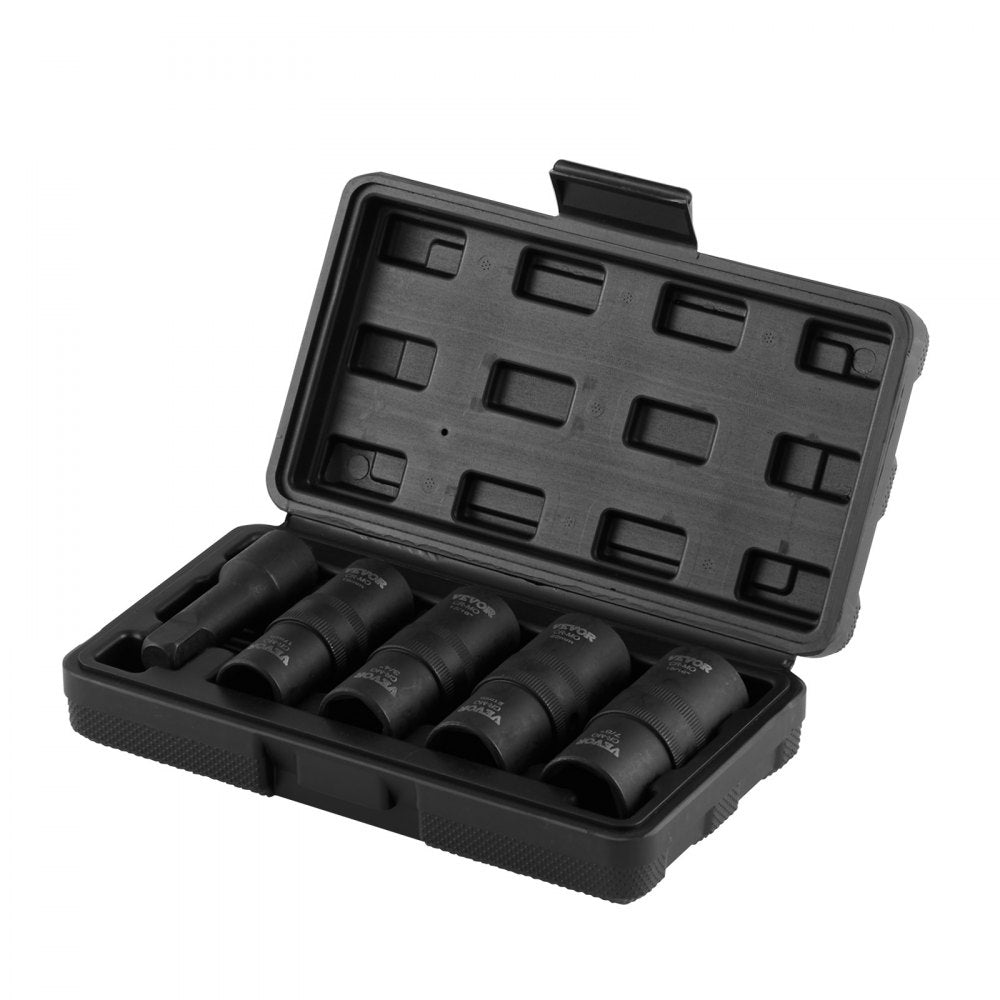 VEVOR Lug Nut Impact Socket Set, 1/2 inch Drive Metric and SAE 6-Point Flip Socket Set, 4 Total Lug Nut Sizes, CR-MO Steel Wheel Socket Set with Storage Case and Extension Bar, for Auto Repair