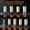VEVOR Lug Nut Impact Socket Set, 1/2 inch Drive Metric and SAE 6-Point Deep Socket Set, 8 Total Lug Nut Sizes, CR-MO Steel Wheel Socket Set with Storage Case and Extension Bar, for Auto Repair