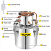 VEVOR Alcohol Still 13.2Gal/50L, Alcohol Distiller with Circulating Pump, Alcohol Still Copper Tube, Whiskey Distilling Kit with Build-In Thermometer, Whiskey Making Kit for DIY Alcohol, Stainless Ste