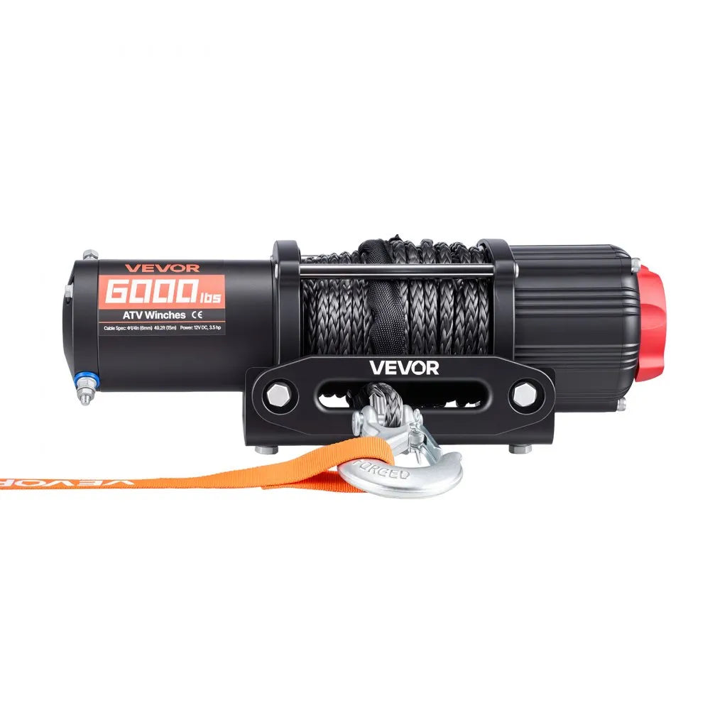 VEVOR 6000 lbs Electric Winch, 12V DC ATV/UTV Winch with Φ0.24 in x 49.2 ft Synthetic Rope, Wireless & Wired Remote Control, IP55 Waterproof, with Fairlead Mount Plate for Towing ATV UTV Off-Road