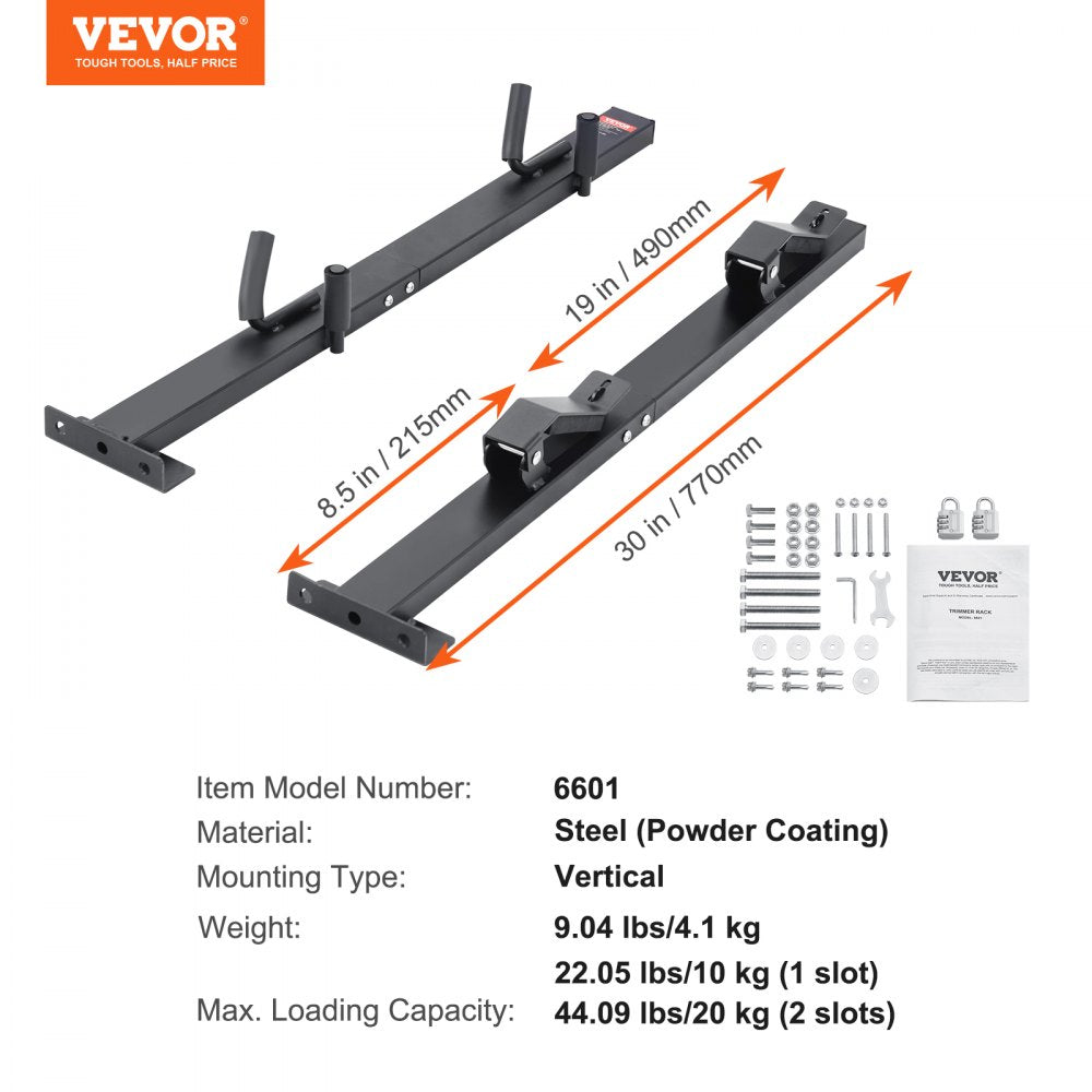 VEVOR Trimmer Rack, 2 Place Weeder Trimmer Rack, Trim Holder Trailer Rack Carrier with Zinc Alloy Password Lock, Mount On Landscape Truck Trailer Enclosed Trimmer Rack Weed Eater Racks, Pair