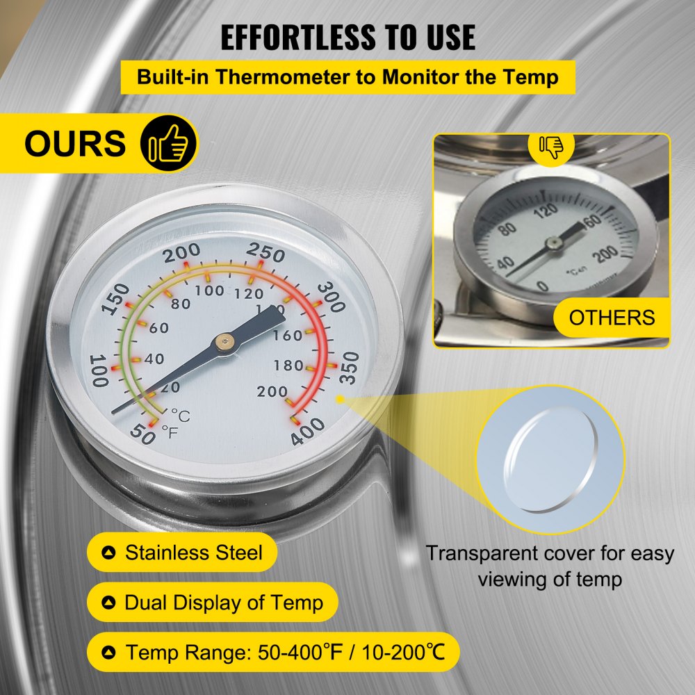 VEVOR Alcohol Still 3Gal/12L Stainless Steel Alcohol Distiller Copper Tube Home Brewing Kit Build-in Thermometer for DIY Whisky Wine Brandy, Silver
