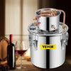 VEVOR Alcohol Still 3Gal/12L Stainless Steel Alcohol Distiller Copper Tube Home Brewing Kit Build-in Thermometer for DIY Whisky Wine Brandy, Silver