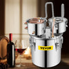 VEVOR Alcohol Still, 5 Gallon, Stainless Steel Alcohol Distiller with Copper Tube & Build-in Thermometer & Water Pump, Double Thumper Keg Home Brewing Kit, for DIY Whiskey Wine Brandy