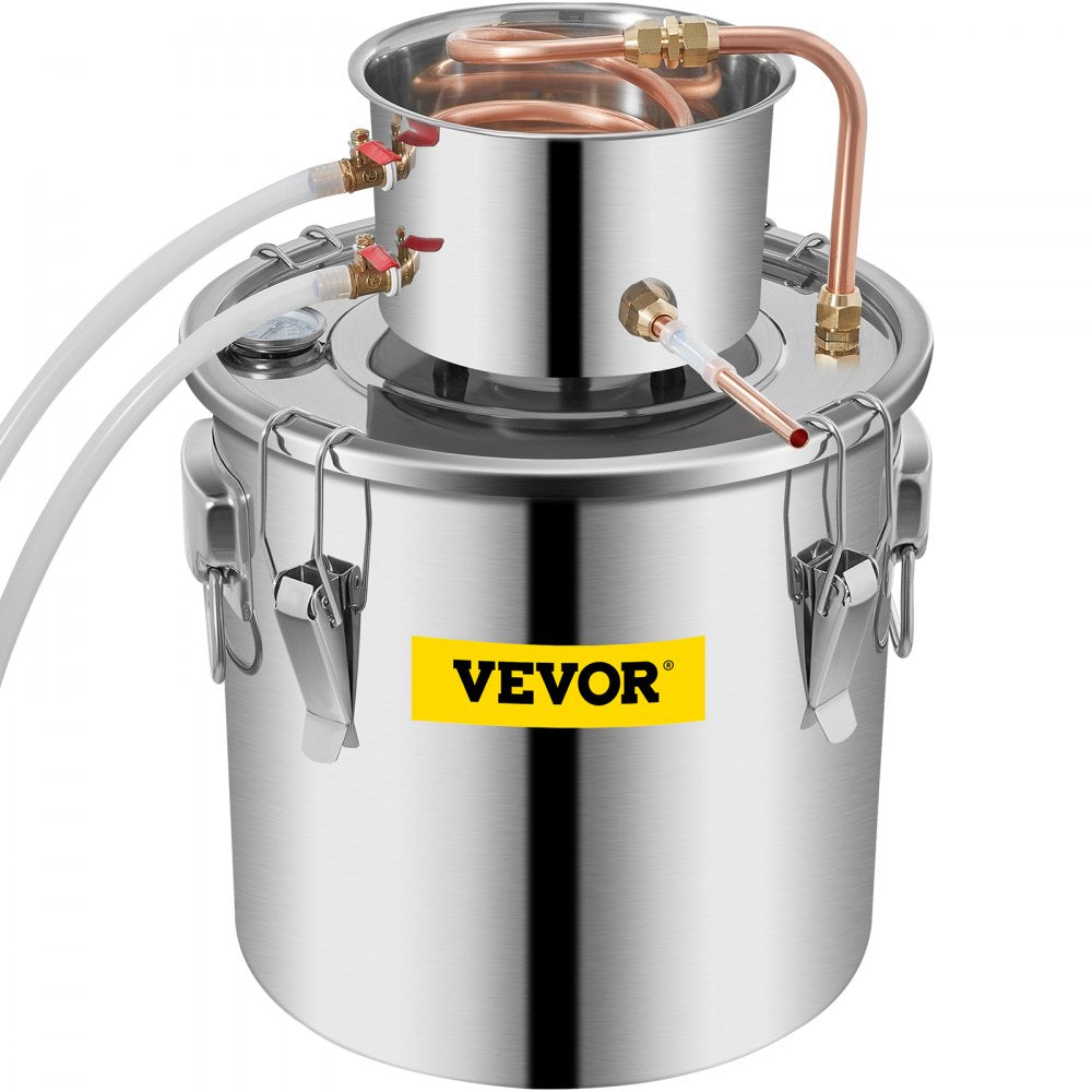 VEVOR Alcohol Still 9.6Gal/38L, Alcohol Distiller with Circulating Pump, Alcohol Still Copper Tube, Whiskey Distilling Kit with Build-In Thermometer, Whiskey Making Kit for DIY Alcohol, Stainless Stee