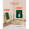 VEVOR Art Easel for Kids, 2-in-1 Wooden Double-Sided Kid's Art Easel with Magnetic Whiteboard & Chalkboard, Adjustable Standing Rotatable Foldable Drawing Board with Painting Accessories for Boy Girl