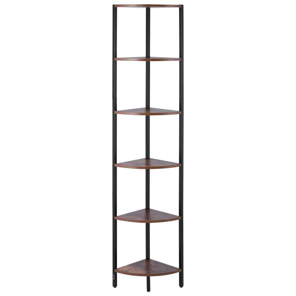 VEVOR 6 Tier Corner Shelf with LED Light, 68" Tall Corner Bookshelf with Storage Shelves for Collectibles, Display Shelf with Multi-color Lights Controlled Via RC/APP for Bedroom, Living Room, Office