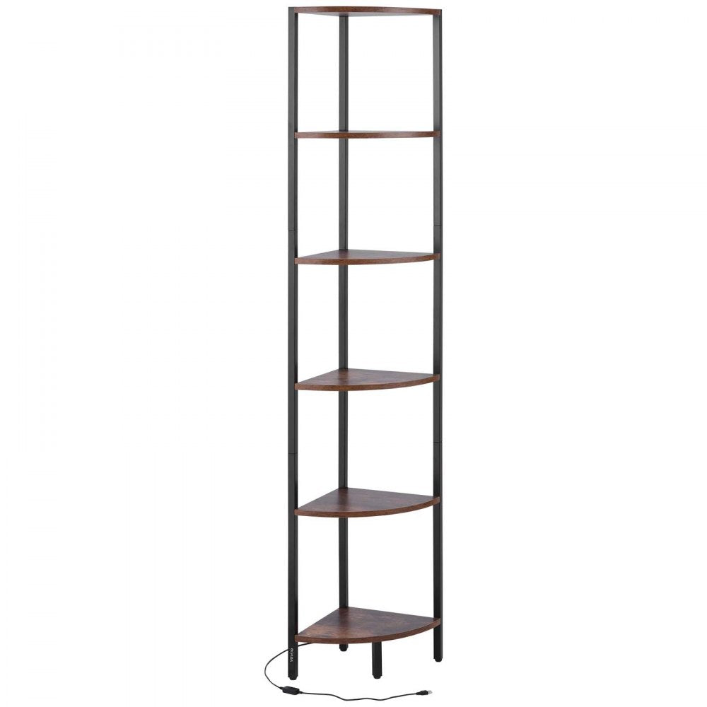 VEVOR 6 Tier Corner Shelf with LED Light, 68" Tall Corner Bookshelf with Storage Shelves for Collectibles, Display Shelf with Multi-color Lights Controlled Via RC/APP for Bedroom, Living Room, Office