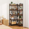 VEVOR 5 Tier Corner Bookshelf with 4 Hooks, 65.4" Tall Corner Bookcase with Heavy Duty Metal Frame & Wooden Shelves, Industrial L Shaped Corner Display Shelf for Bedroom, Living Room, Office