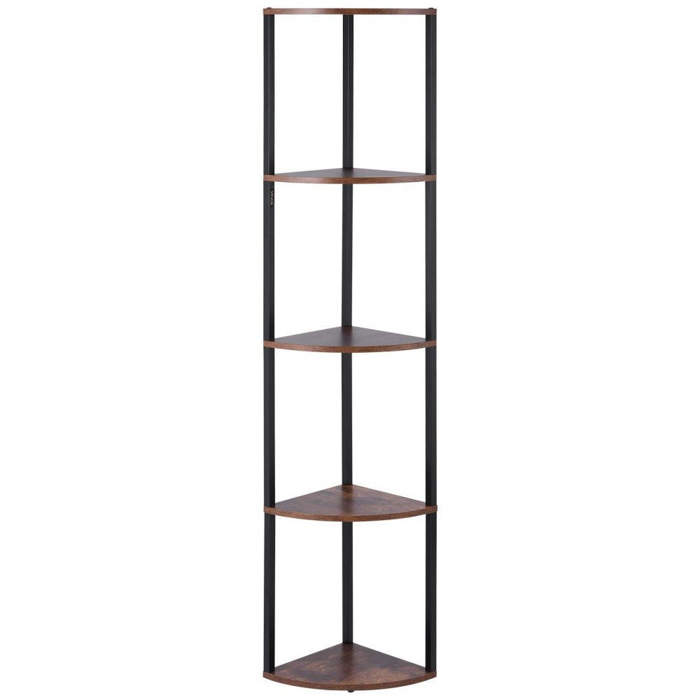 VEVOR 5 Tier Corner Shelf with LED Light, 64" Tall Corner Bookshelf with Storage Shelves for Collectibles, Display Shelf with Multi-color Lights Controlled Via RC/APP for Bedroom, Living Room, Office