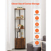 VEVOR 5 Tier Corner Shelf with LED Light, 65.4" Tall Corner Bookshelf with Storage Cabinet, Display Shelf with Multi-color Lights Controlled Via RC/APP for Bedroom, Living Room, Office