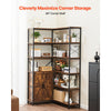 VEVOR 6 Tier Corner Bookshelf, 70" Tall Corner Bookcase with Storage Cabinet, 2 Barn Doors & 10 Storage Shelves, Farmhouse L Shaped Corner Display Shelf for Bedroom, Living Room, Office