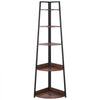 VEVOR 5 Tier Corner Shelf, 70" Tall Corner Bookshelf with Metal Frame & Wooden Shelves, Industrial Corner Ladder Shelf for Living Room, Bedroom, Office, Rustic Brown