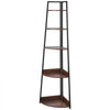 VEVOR 5 Tier Corner Shelf, 70" Tall Corner Bookshelf with Metal Frame & Wooden Shelves, Industrial Corner Ladder Shelf for Living Room, Bedroom, Office, Rustic Brown