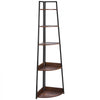 VEVOR 5 Tier Corner Shelf, 70" Tall Corner Bookshelf with Metal Frame & Wooden Shelves, Industrial Corner Ladder Shelf for Living Room, Bedroom, Office, Rustic Brown