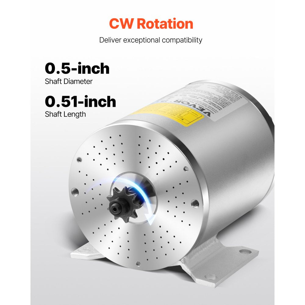 VEVOR 1800W Electric Brushless DC Motor Kit - 48V 4500rpm Motor with Upgraded Speed Controller, Throttle Grip Kit for Go Karts E-Bike Motorcycle Scooter