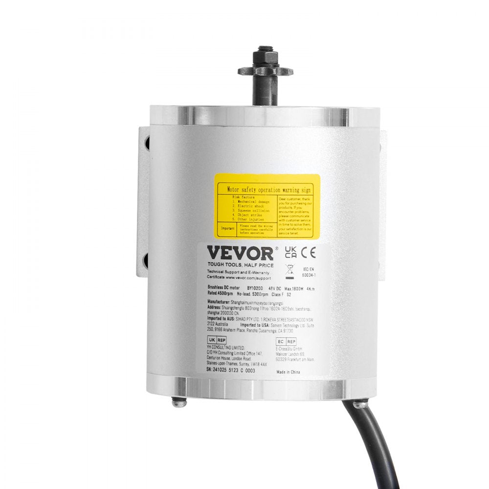 VEVOR 2000W Electric Brushless DC Motor Kit - 60V 4500rpm Motor with Upgraded Speed Controller for Go Karts E-Bike Motorcycle Scooter