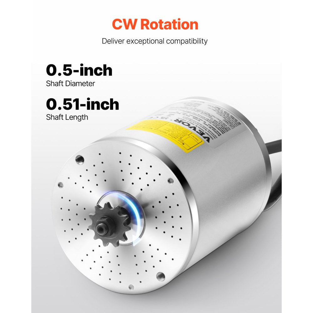 VEVOR 3000W Electric Brushless DC Motor, 60V 4800rpm Go Kart Electric Motor, Electric Dirt Bike Motor Engine for E-Bike Motorcycle Scooter DIY