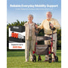 VEVOR Rollator Walker with Seat for Seniors, Foldable Rolling Walker, Lightweight Aluminum Mobility Walking Aid with PVC Solid Wheels, Adjustable Handle, Storage Bag, Cup/Cane Holder - Supports 300LBS