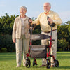 VEVOR Rollator Walker with Seat for Seniors, Foldable Rolling Walker, Lightweight Aluminum Mobility Walking Aid with PVC Solid Wheels, Adjustable Handle, Storage Bag, Cup/Cane Holder - Supports 300LBS