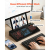 VEVOR Desktop Glass Dry Erase Board 15.8 x 7.1 x 1.9 in Desk Whiteboard, Compartment Storage, Non-Slip Bottom, Ergonomic Angled Design, Desktop Organizer for Office, Home, School Supplies, Black