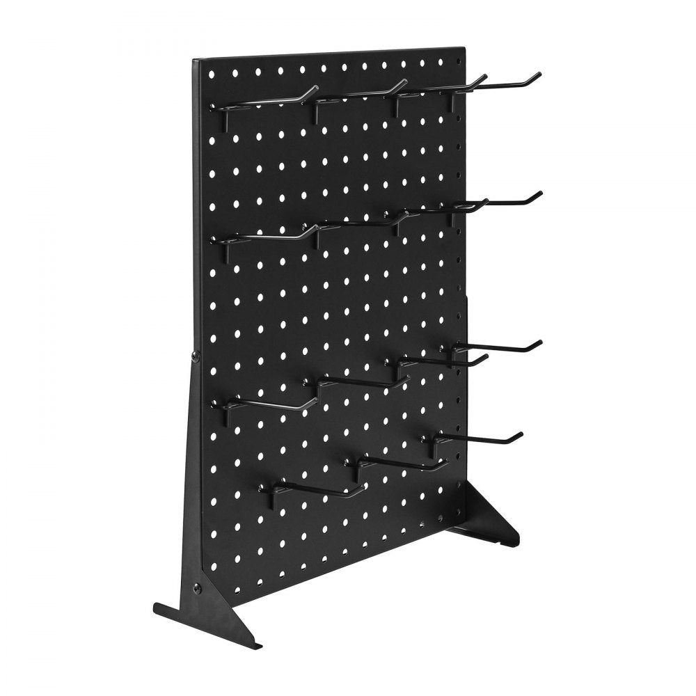 VEVOR Pegboard Display Stand, 17 x 13 Inch Tabletop Pegboard Display Stand with 30 Hooks, Thickened Cold-Rolled Steel Peg Board Panel for Grocery, Retail Store and Jewelry Shop, Black (2 PCS)