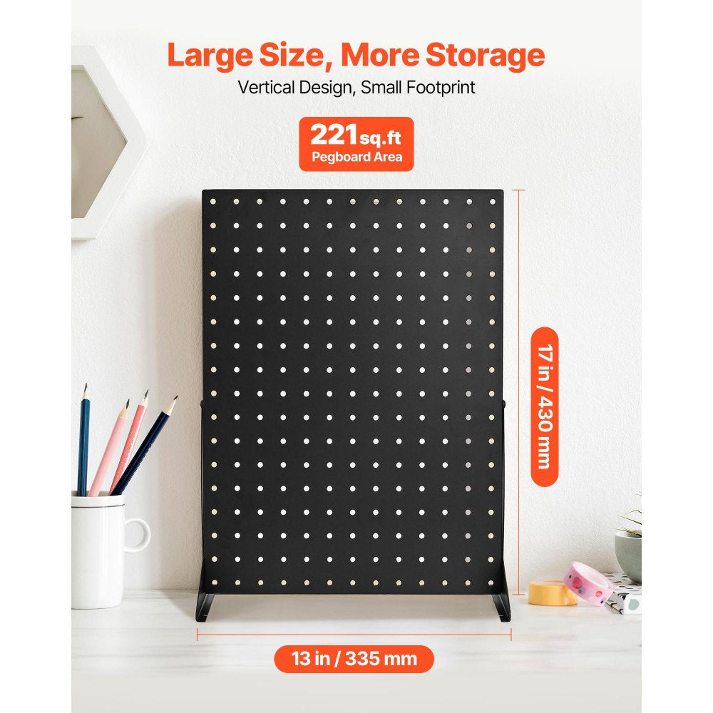 VEVOR Pegboard Display Stand, 17 x 13 in Tabletop Pegboard Display Stand, Accessories Rack Organizer, Thickened Cold-Rolled Steel Peg Board Panel for Grocery Retail Store Jewelry Shop, Black (4 PCS)